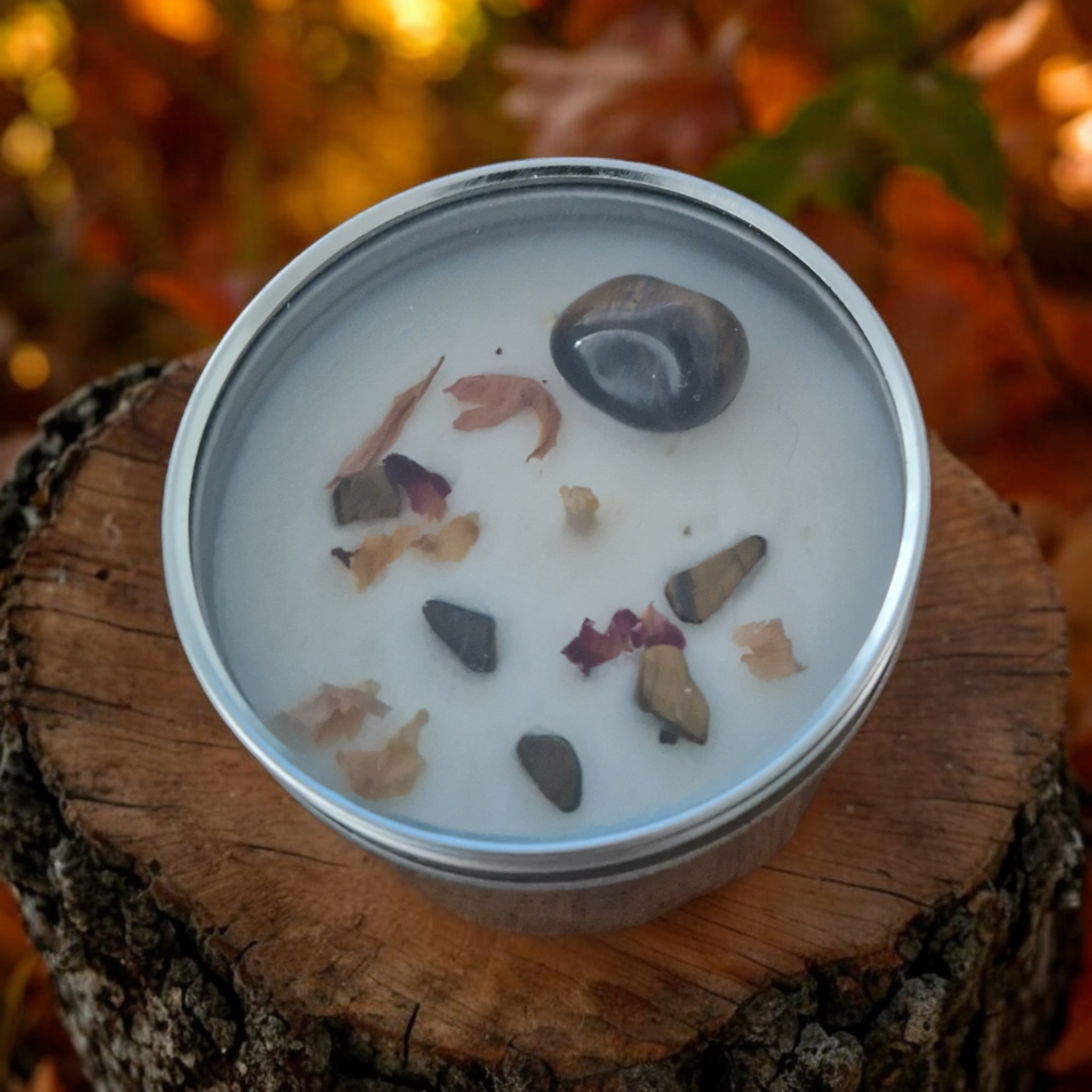 Bougie oeil de tigre - parfumée feu de bois