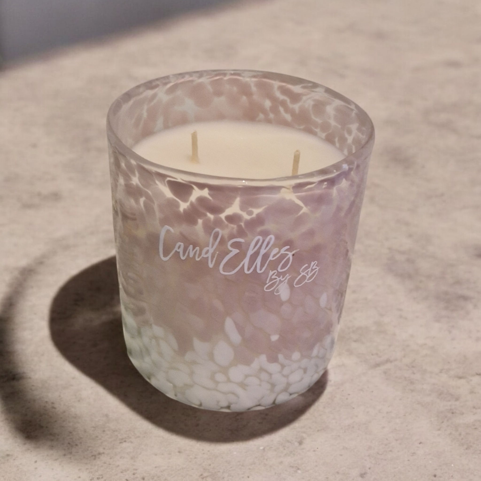 Bougie luxury céramique rose et blanc 400g