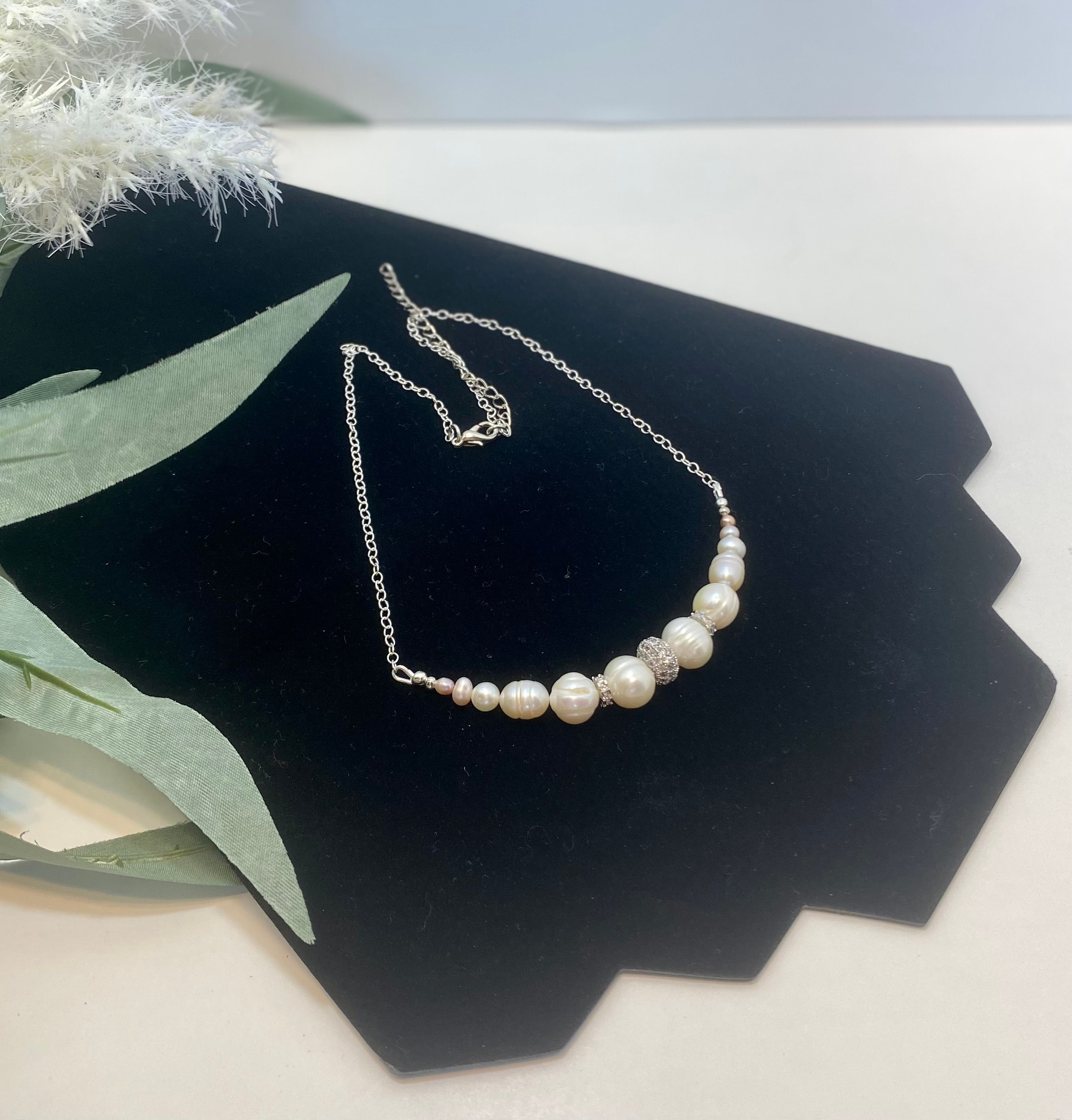 Pearl and  Pavé Necklace