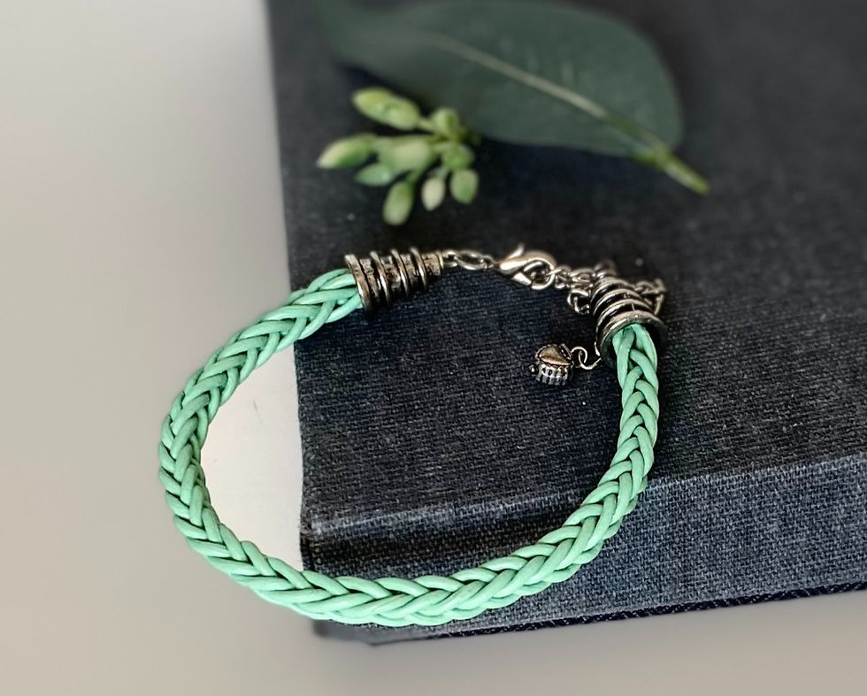 Thumbnail: Green Leather Cord Friendship Bracelet