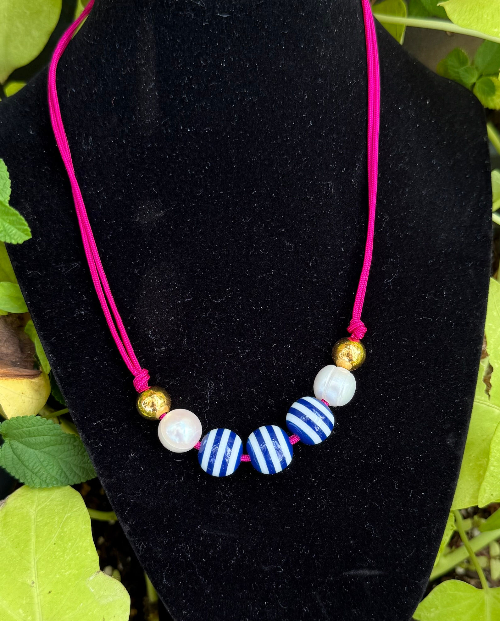 Navy and Pearl Necklace
