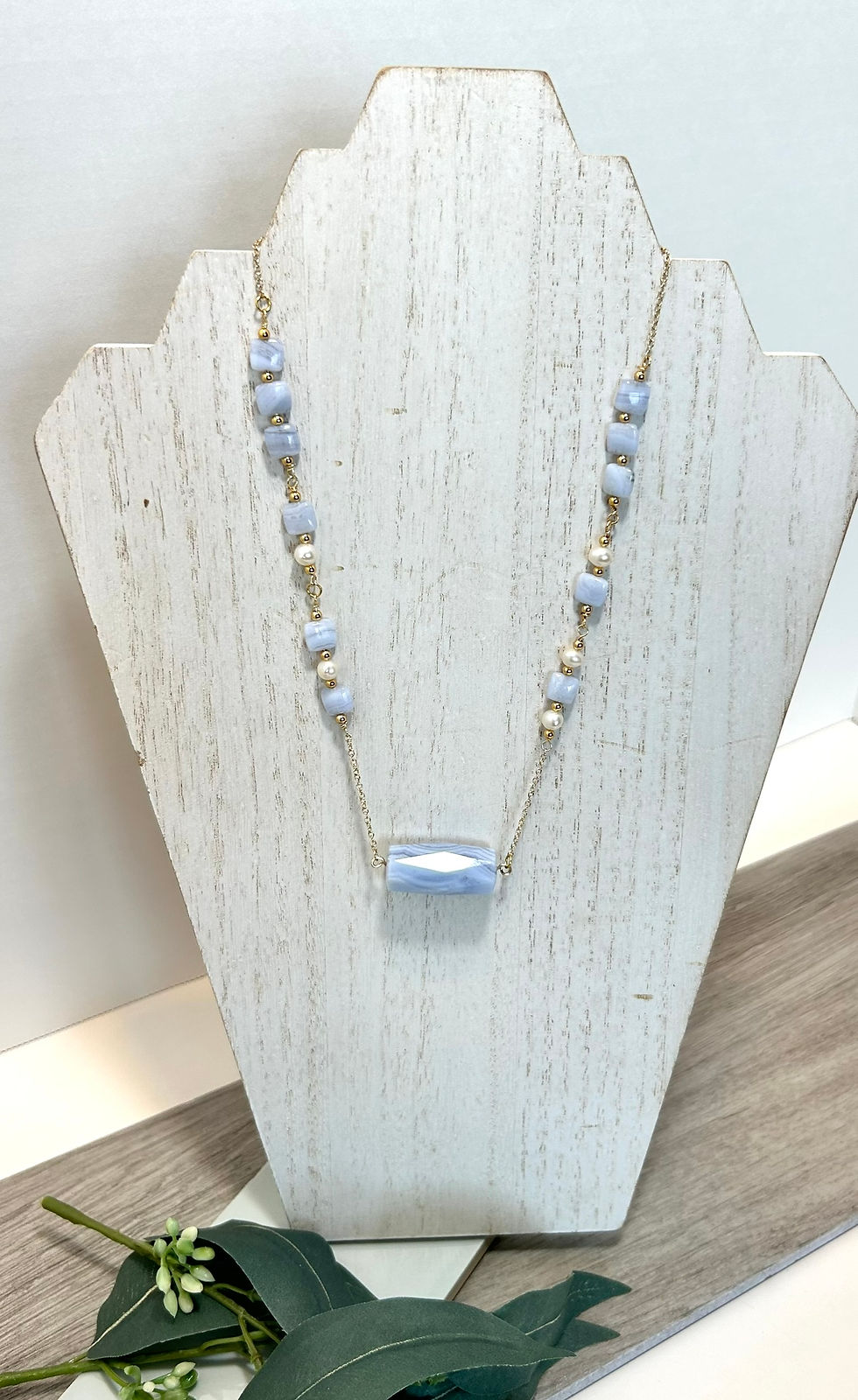 Thumbnail: Blue Lace Agate and Pearl Necklace