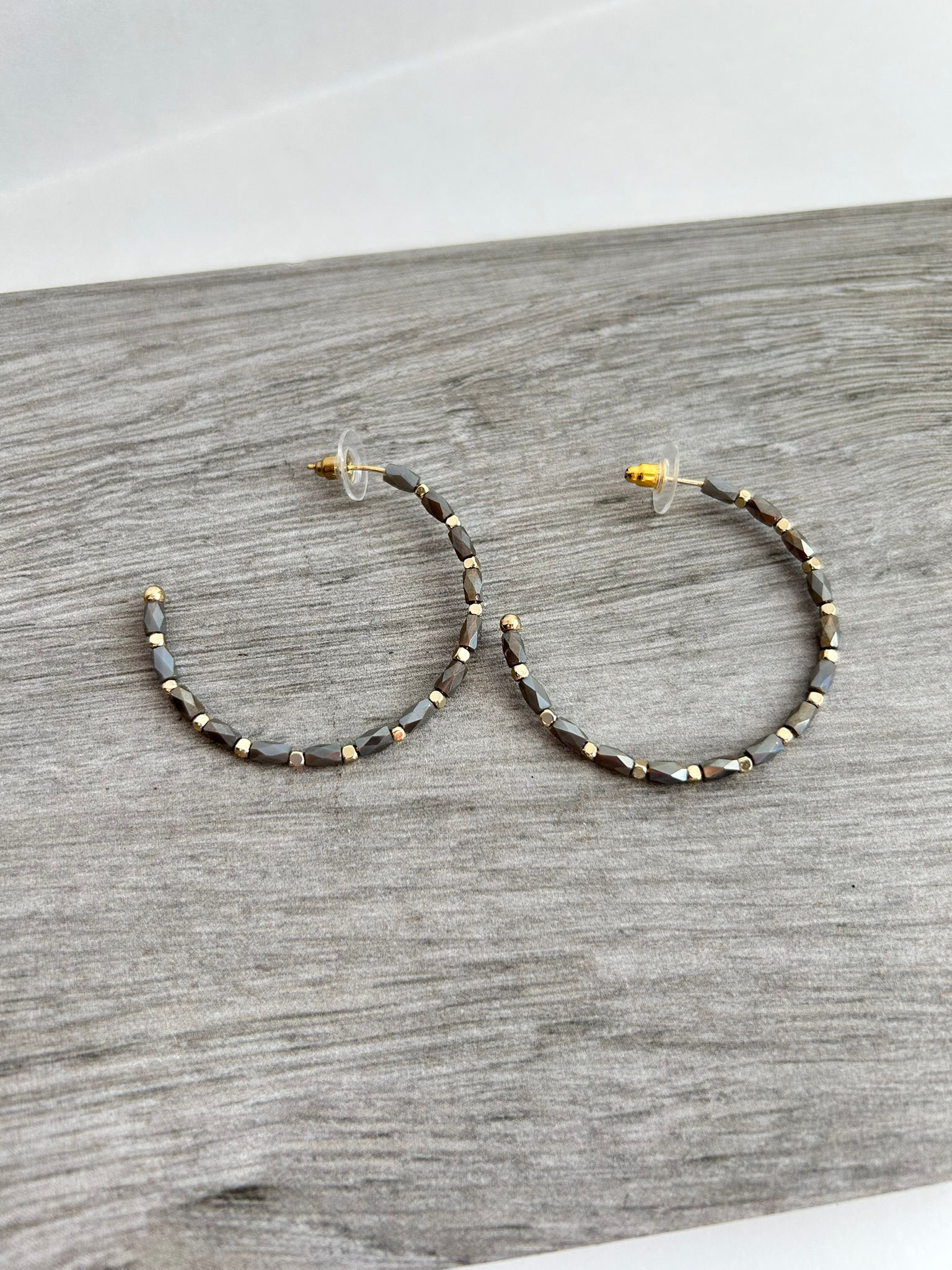 Smoky Gray Hoop Earrings