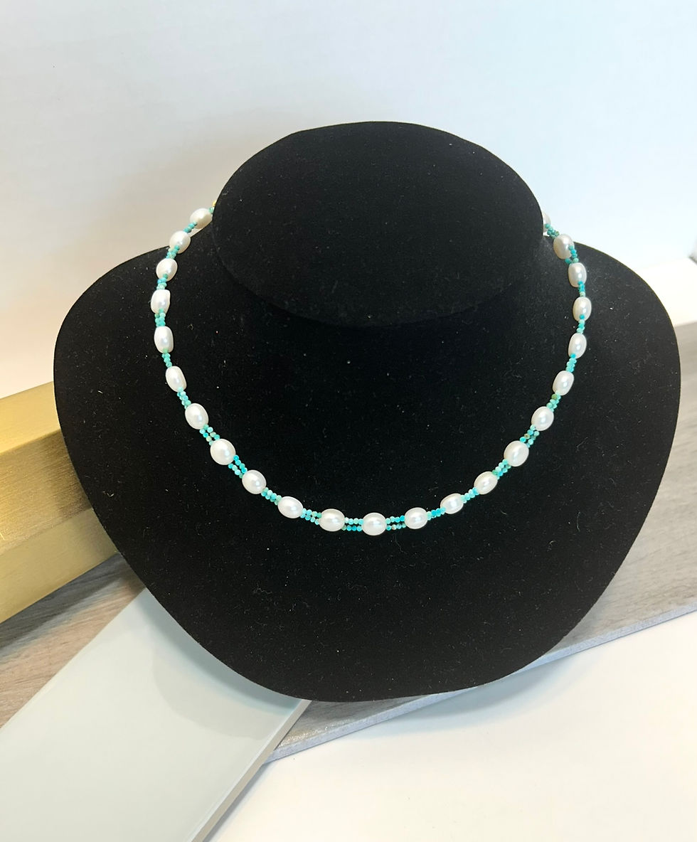 Thumbnail: Turquoise and Pearl Necklace