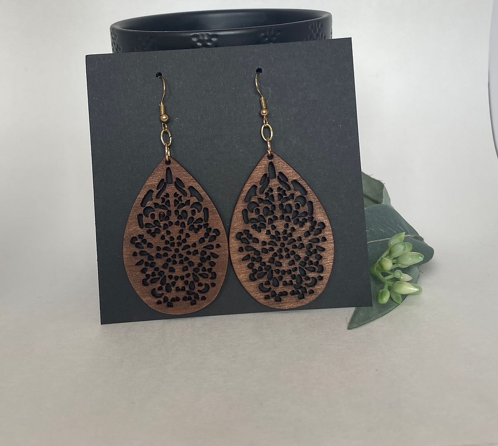 Thumbnail: Tear Drop Wooden Earrings