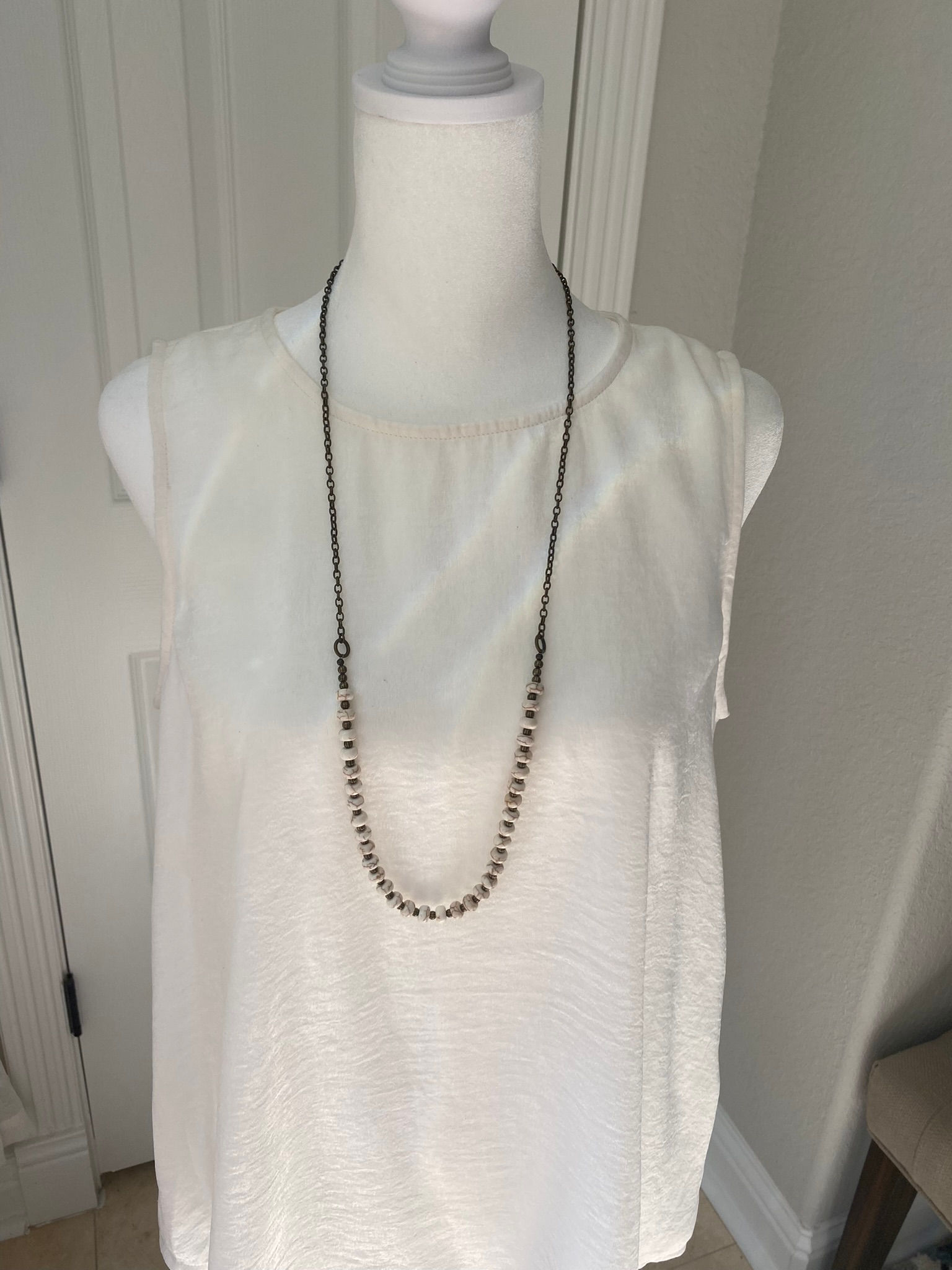 Howlite and Antique Brass Necklace