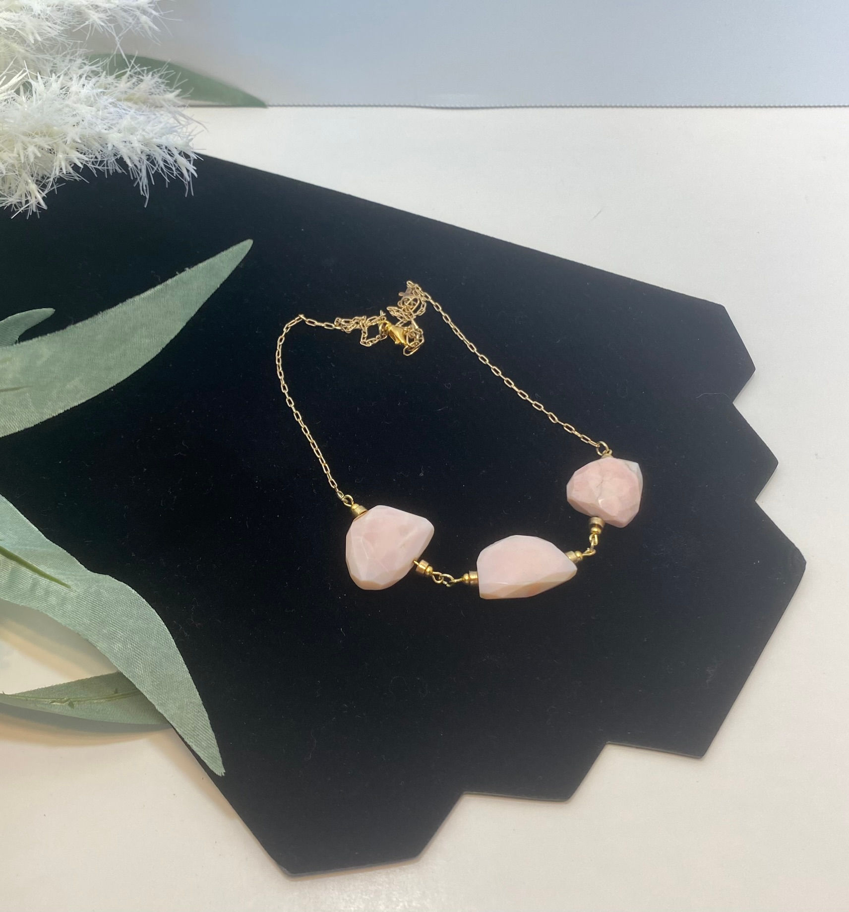 Pink Opal Nugget Necklace