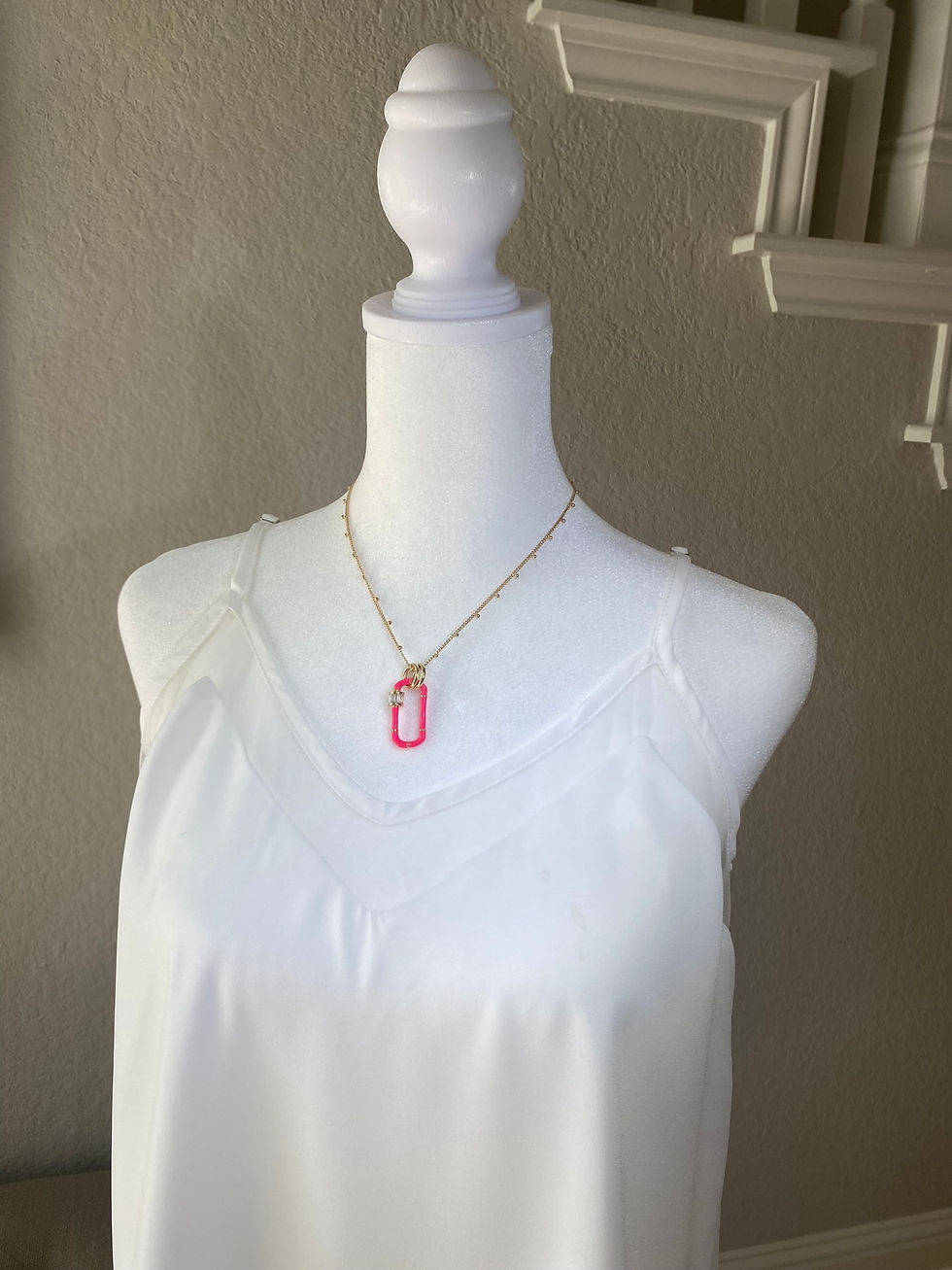 Thumbnail: Bright Pink Drop Link Necklace