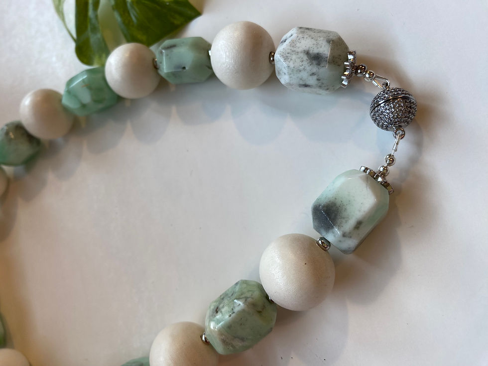 Thumbnail: Chrysophase and Wooden Bead Necklace