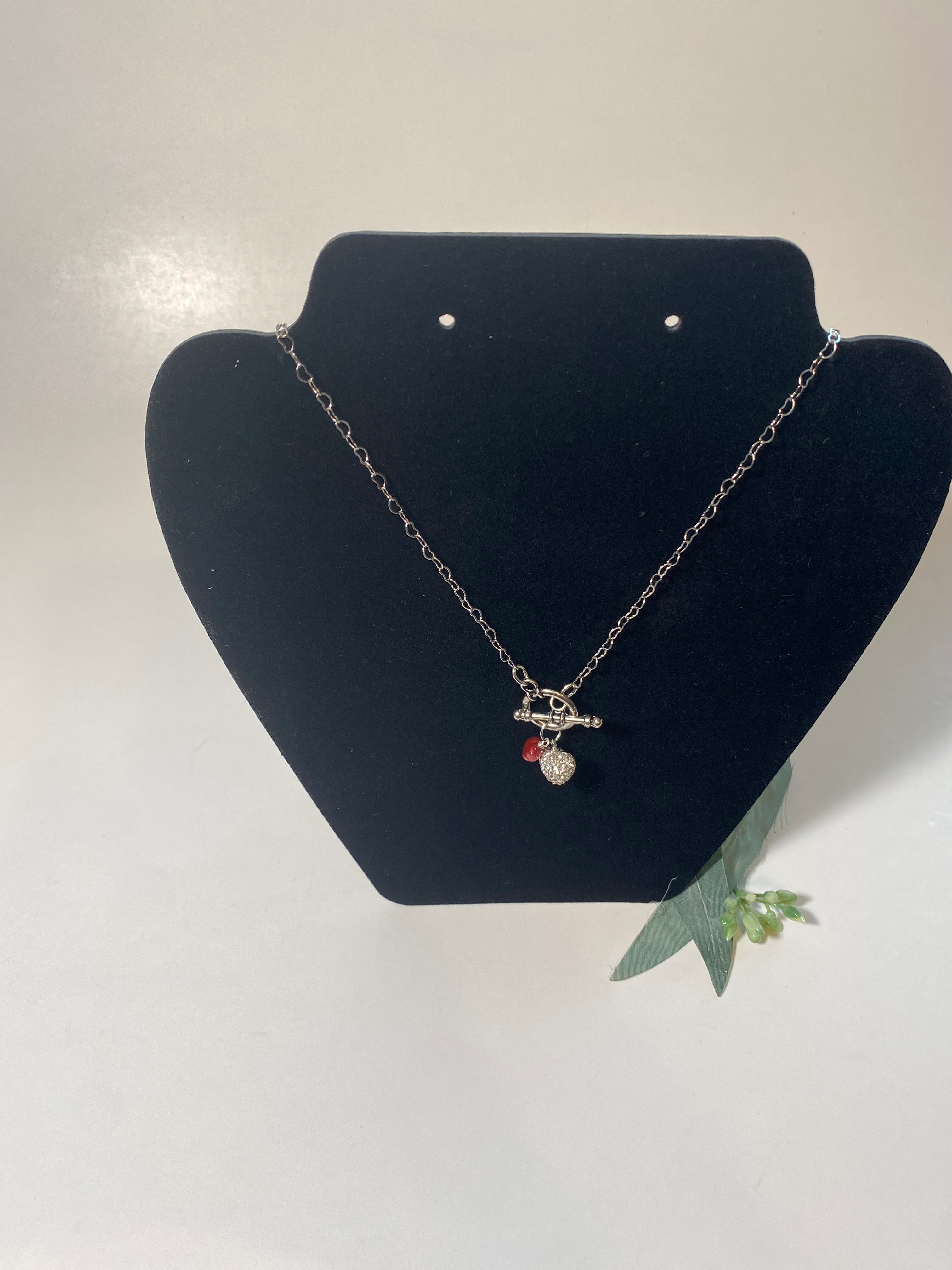 Silver Heart Chain Layering Necklace with Heart Charm