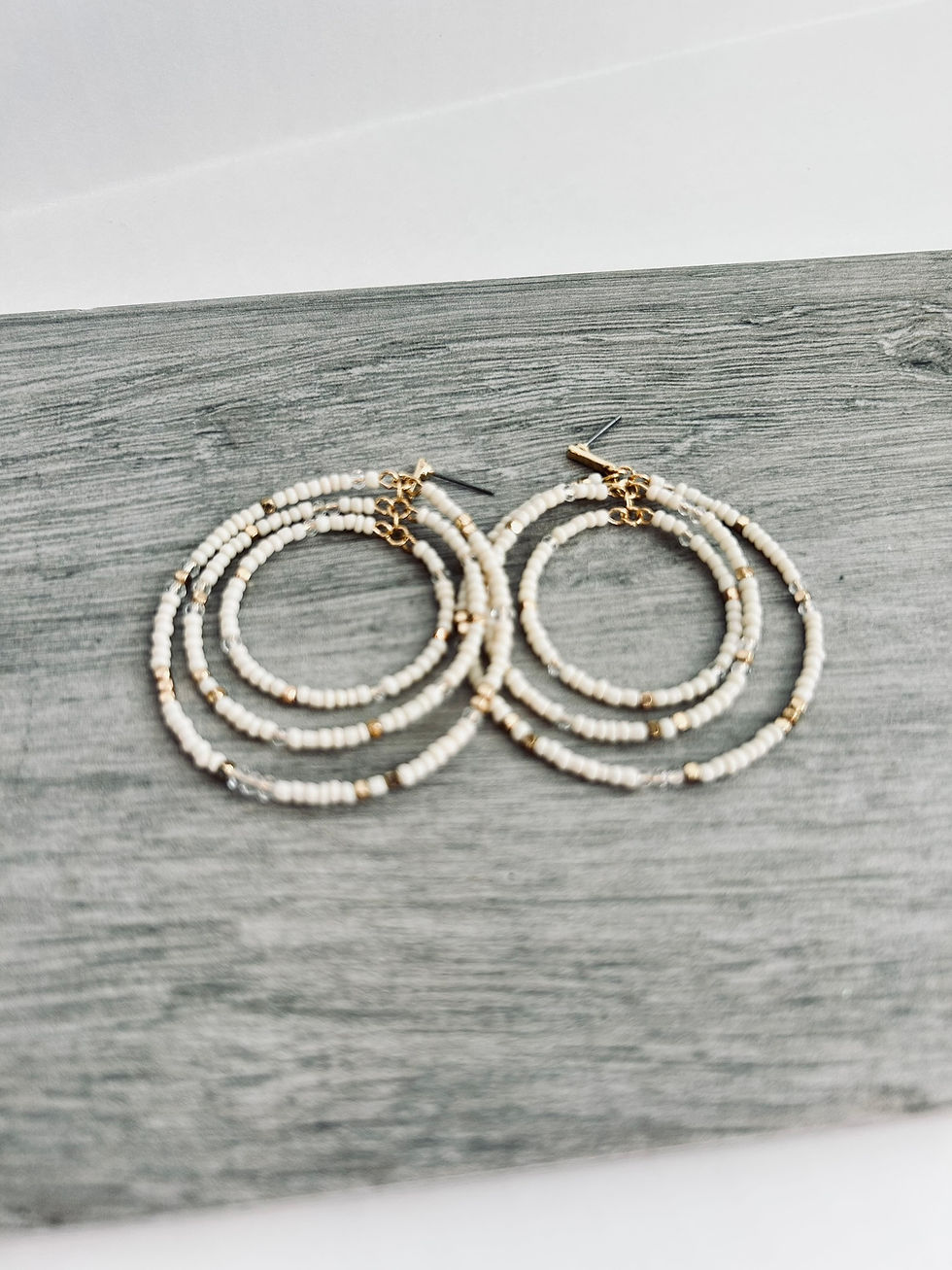 Thumbnail: Triple White Loop Earrings