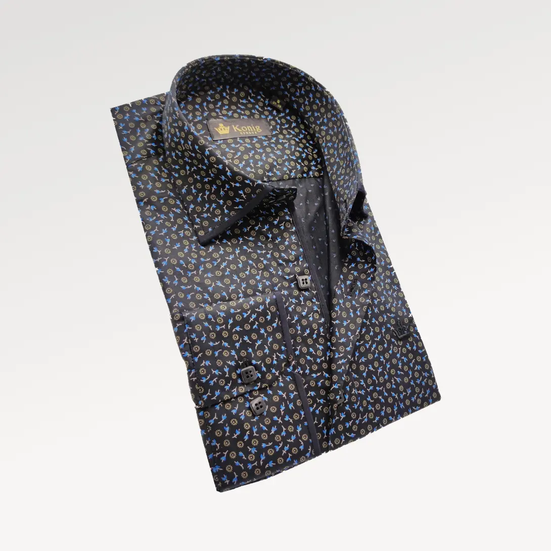 Konig Genève Pure Cotton Dress Shirt Floral Pattern