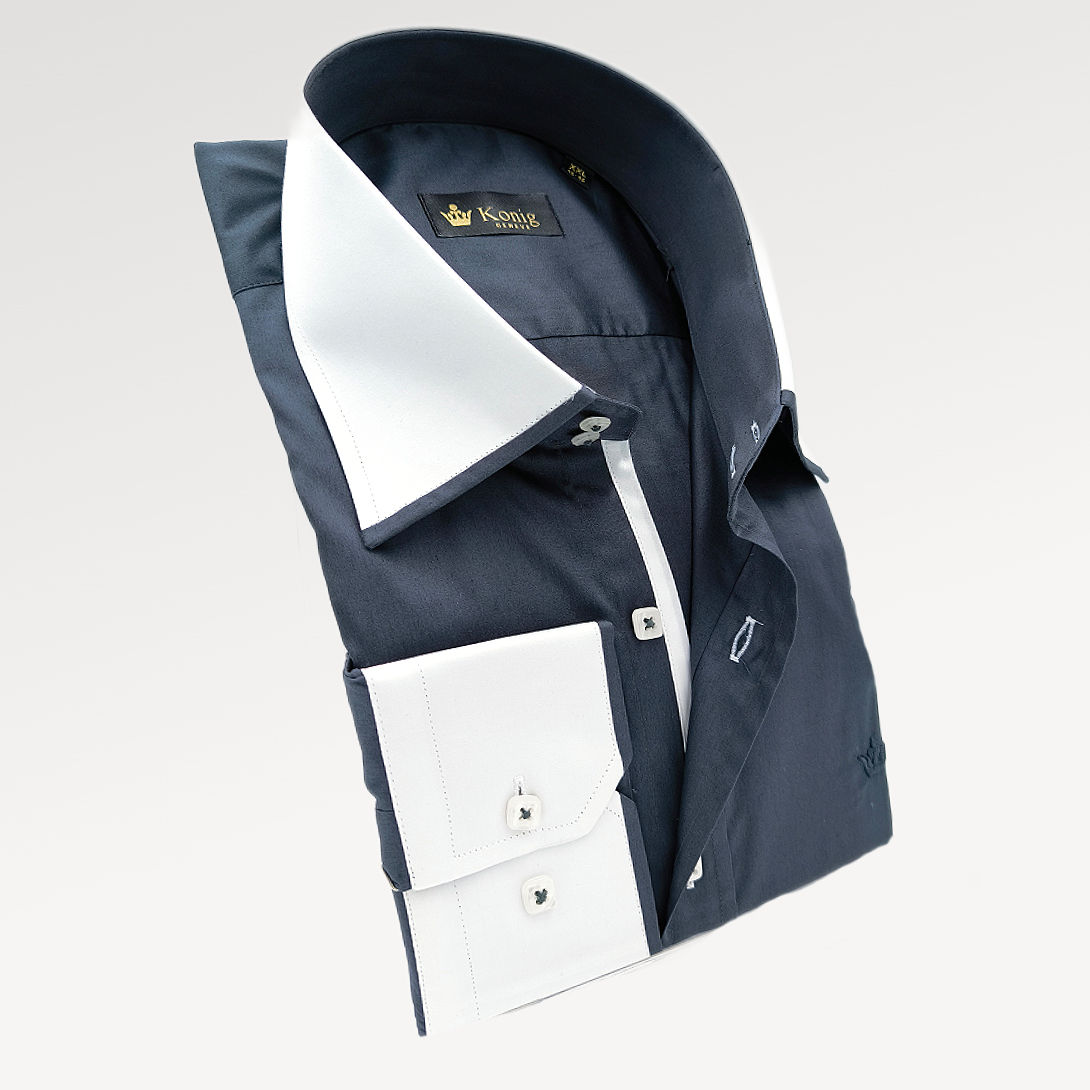 Konig Genève Double Button Pure Cotton Dress Shirt for Men
