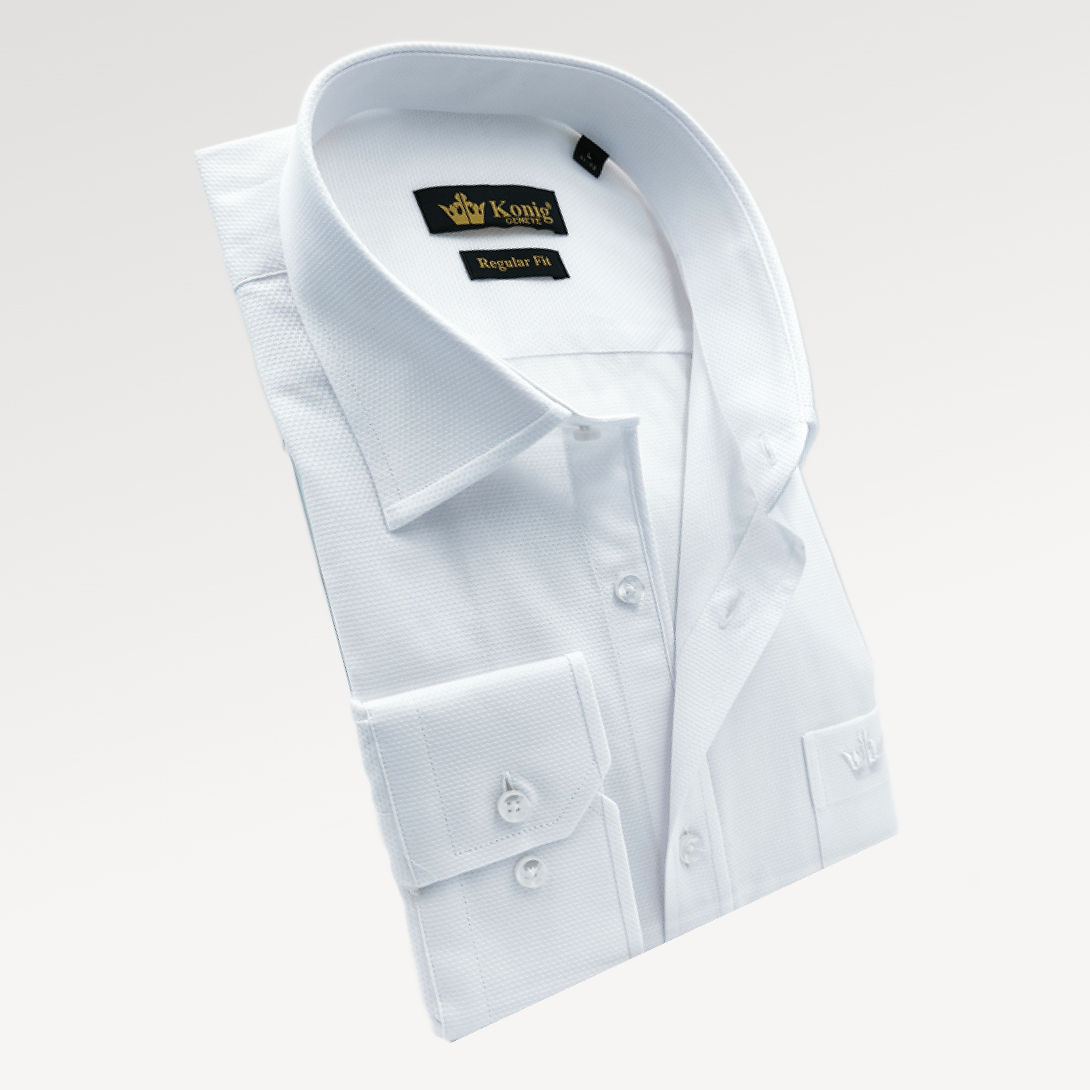 Konig Genève Cotton Dress Shirt for Men White Small Motif