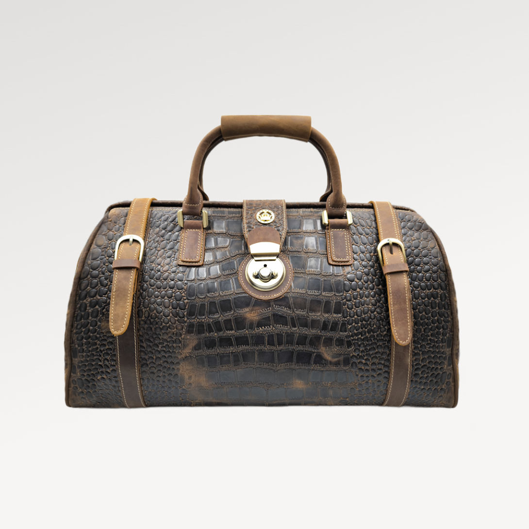 Konig Genève Leather Vintage Travel Duffle Bag for Men