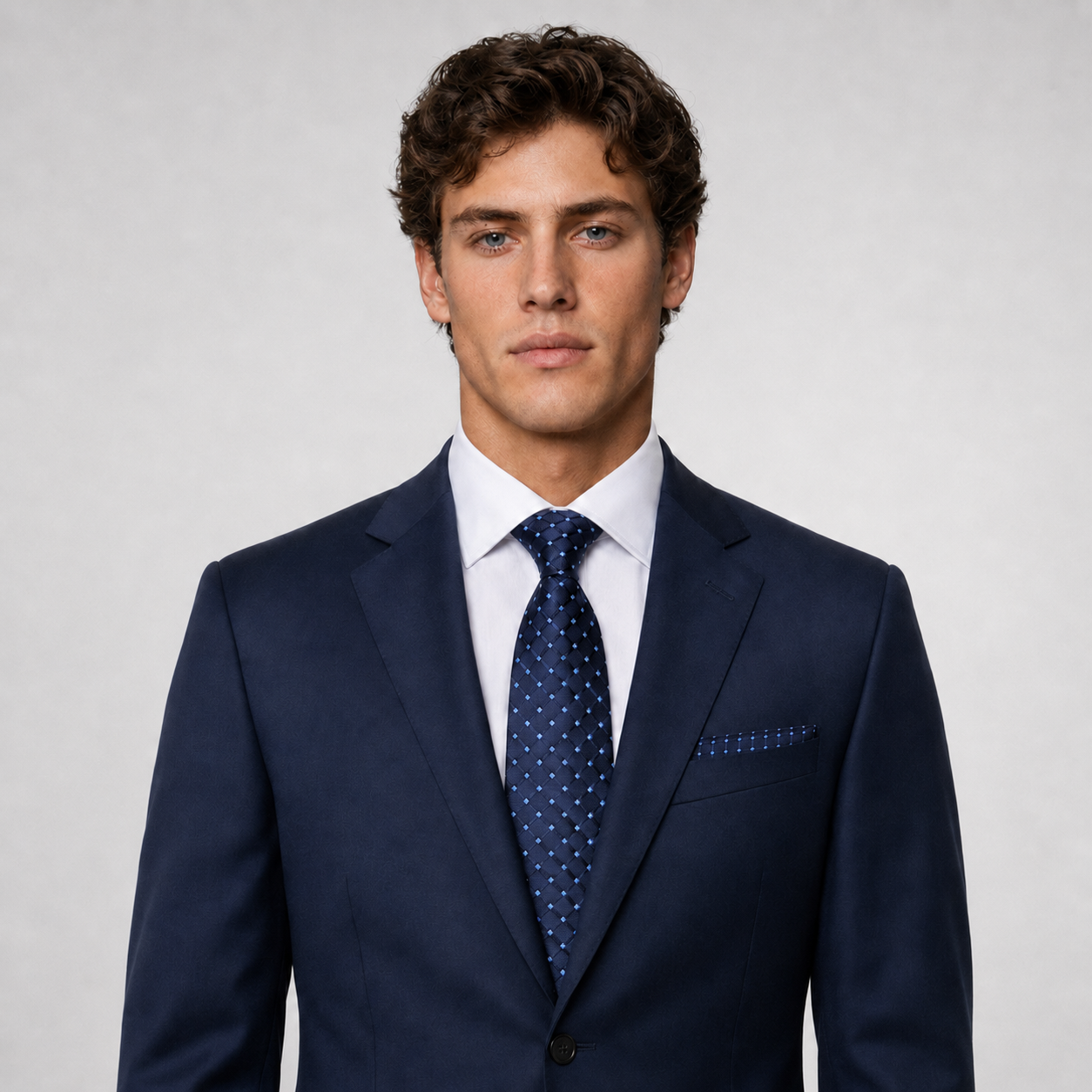Konig Genève Blue Dot Silk Tie & Pocket Square Set