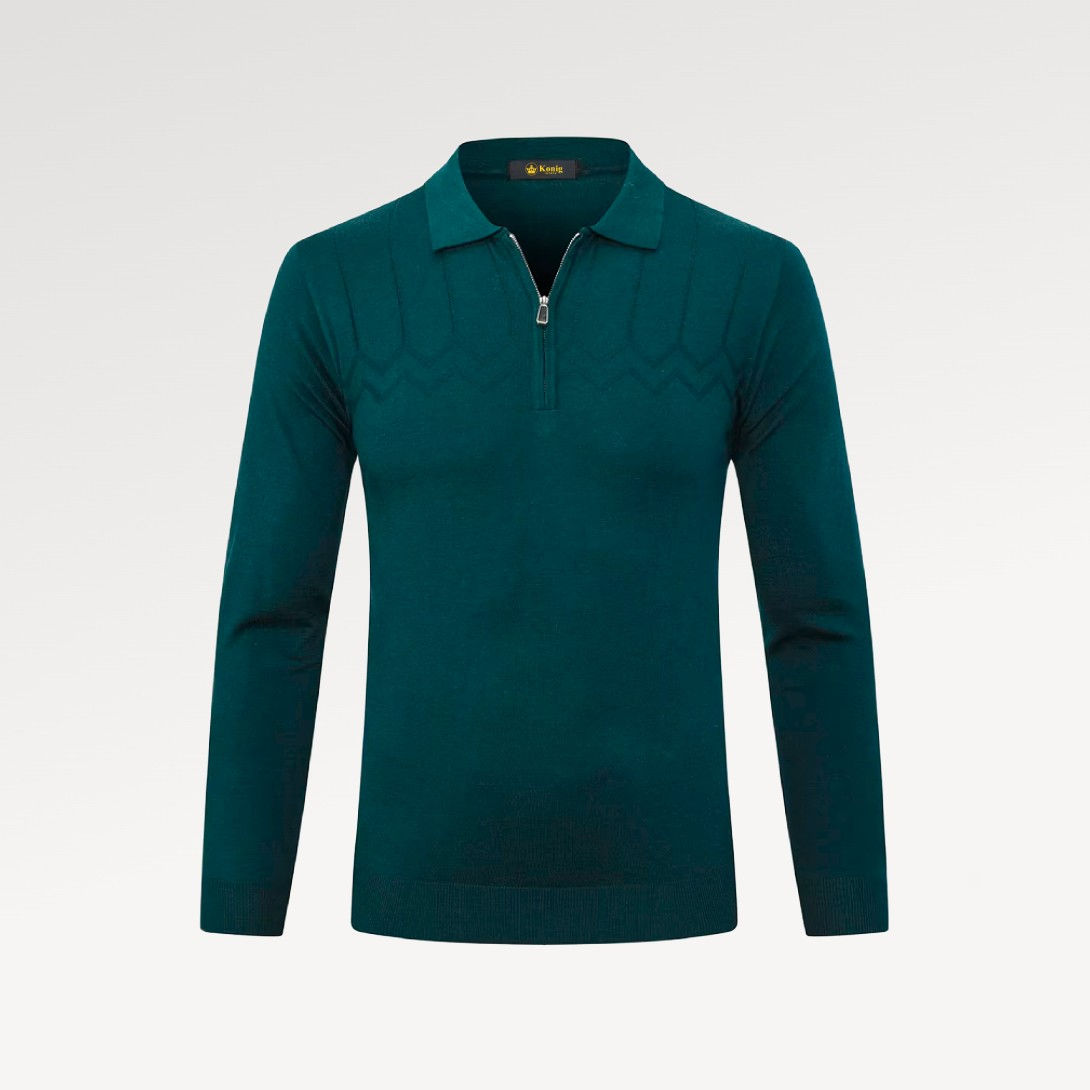 Konig Genève Merino Wool & Silk Sweater with Zipper for Men