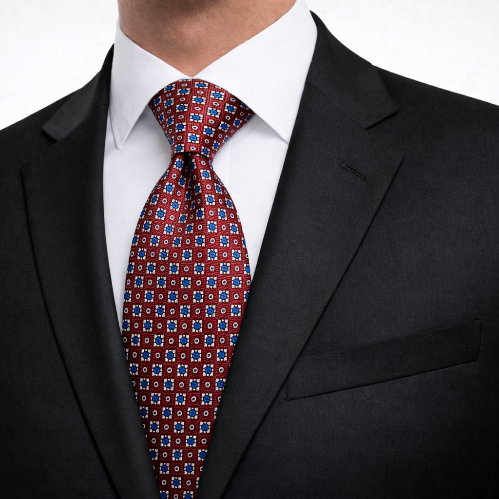 Konig Genève Silk Tie Burgundy Motifs