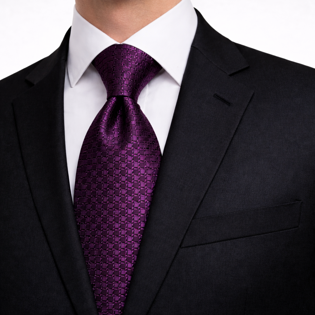 Konig Genève Silk Tie Purple Motif