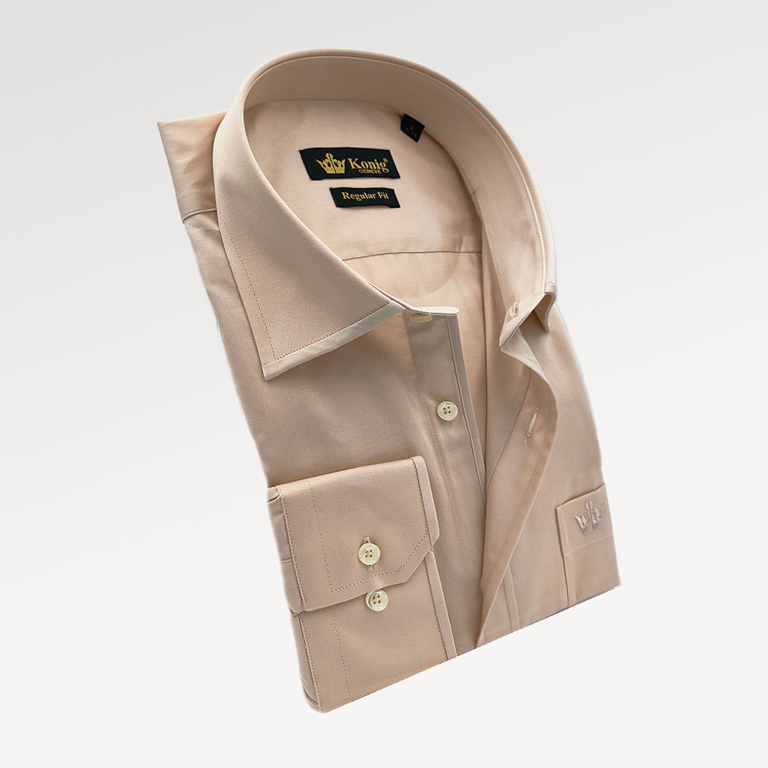 Konig Genève Cotton Dress Shirt for Men Plain Beige