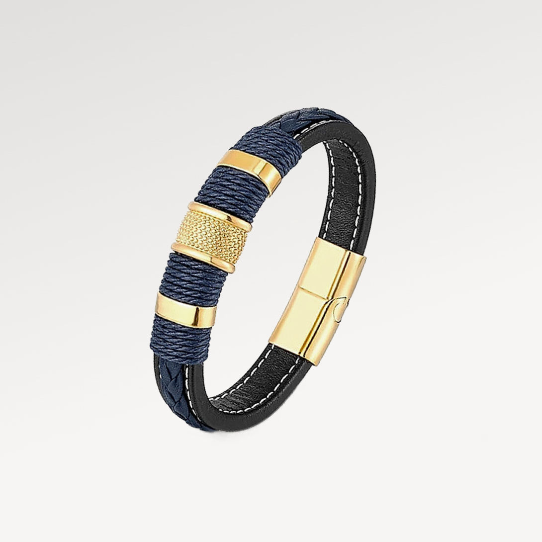 Bracelet Konig Genève RP en acier et cuir tressé pour homme