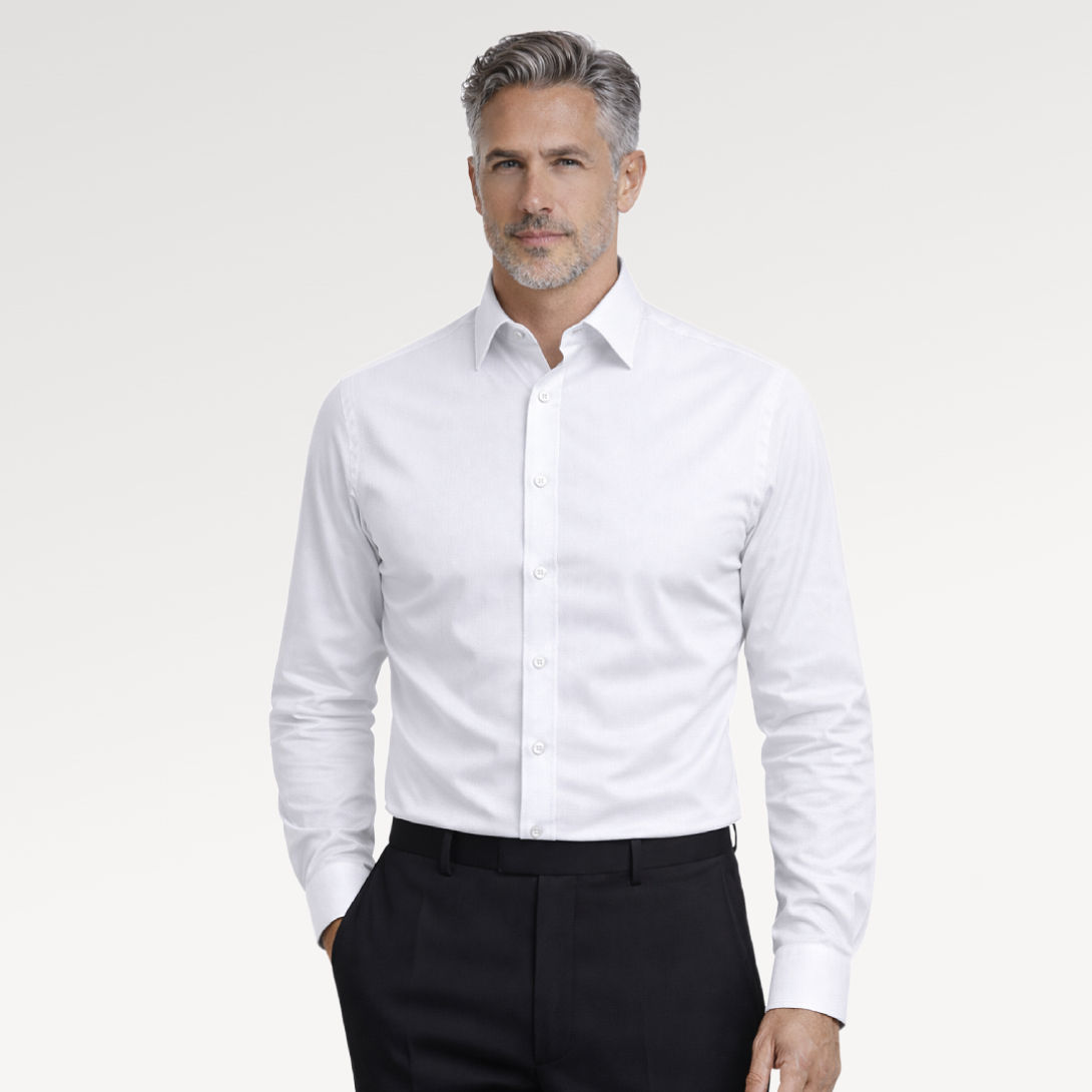 Konig Genève Cotton Dress Shirt for Men White Small Motif