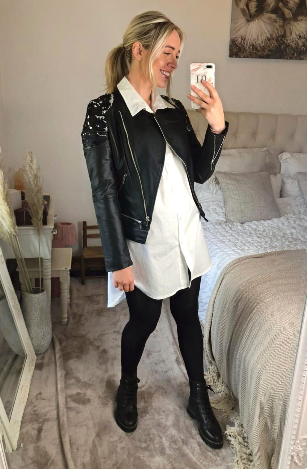 Sequined Zip up Biker Jacket