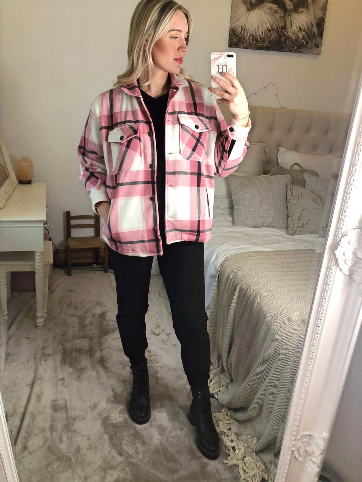 Pocket Front Checked Shacket