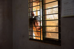 Boy in brick factory