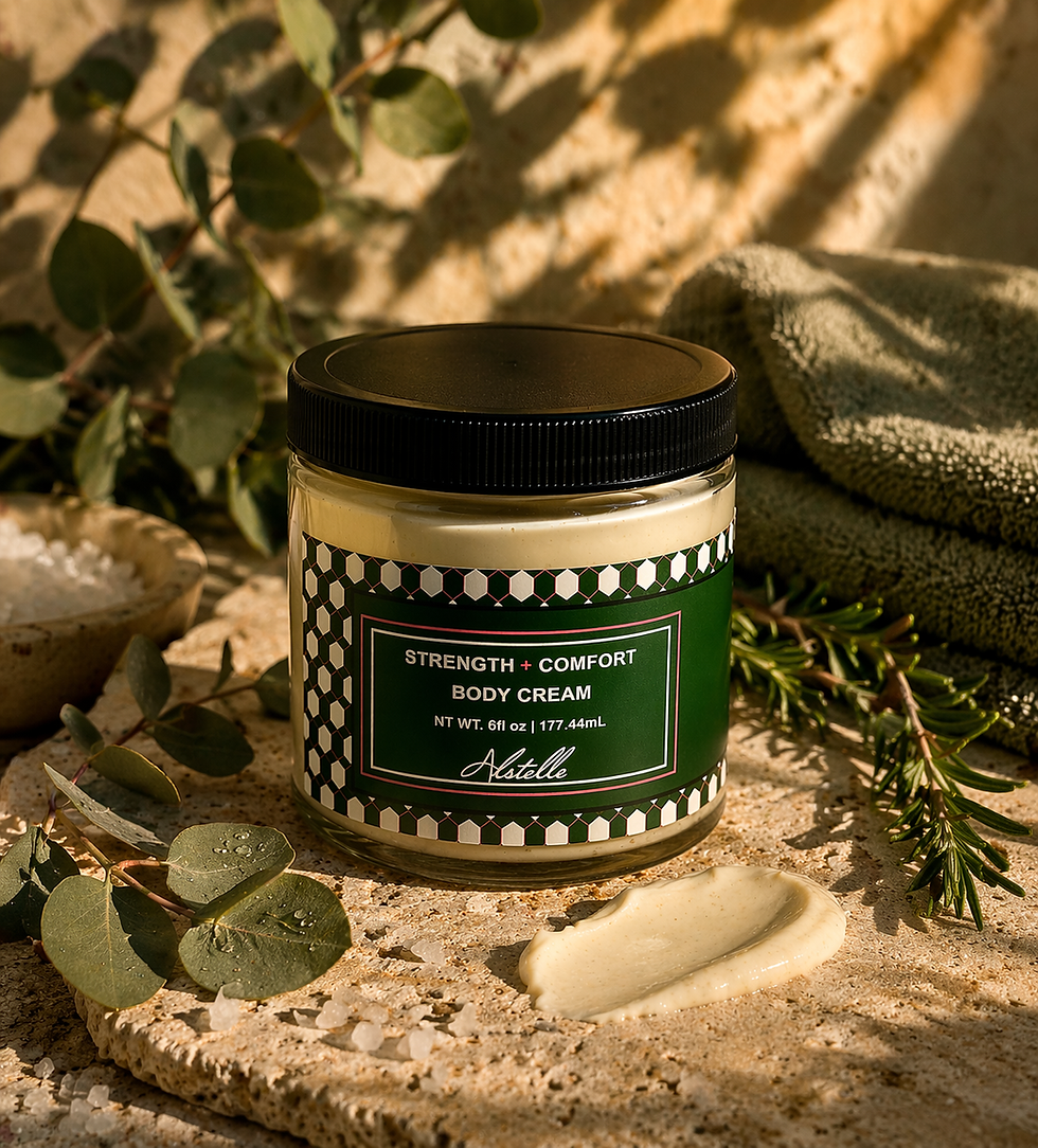 Strength+Comfort cream on stone for decor