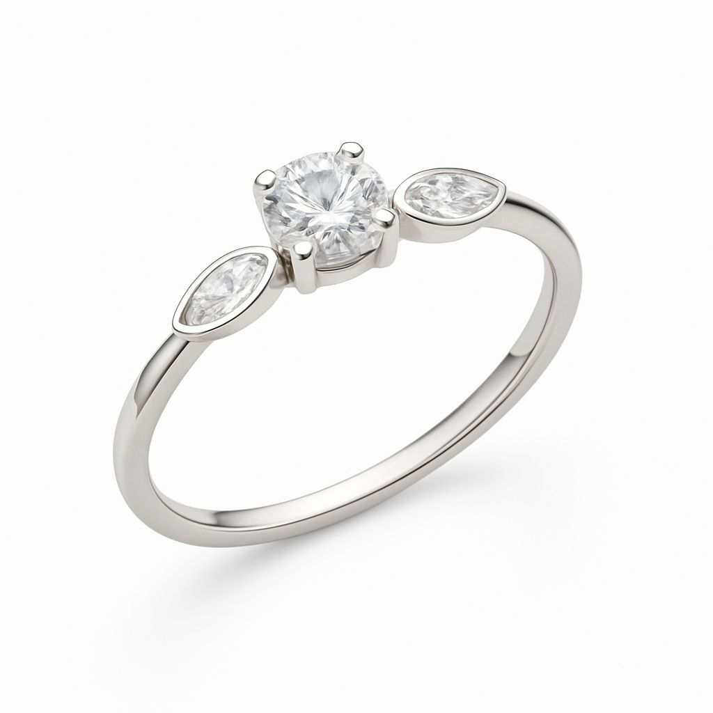 Anel solitário triplo