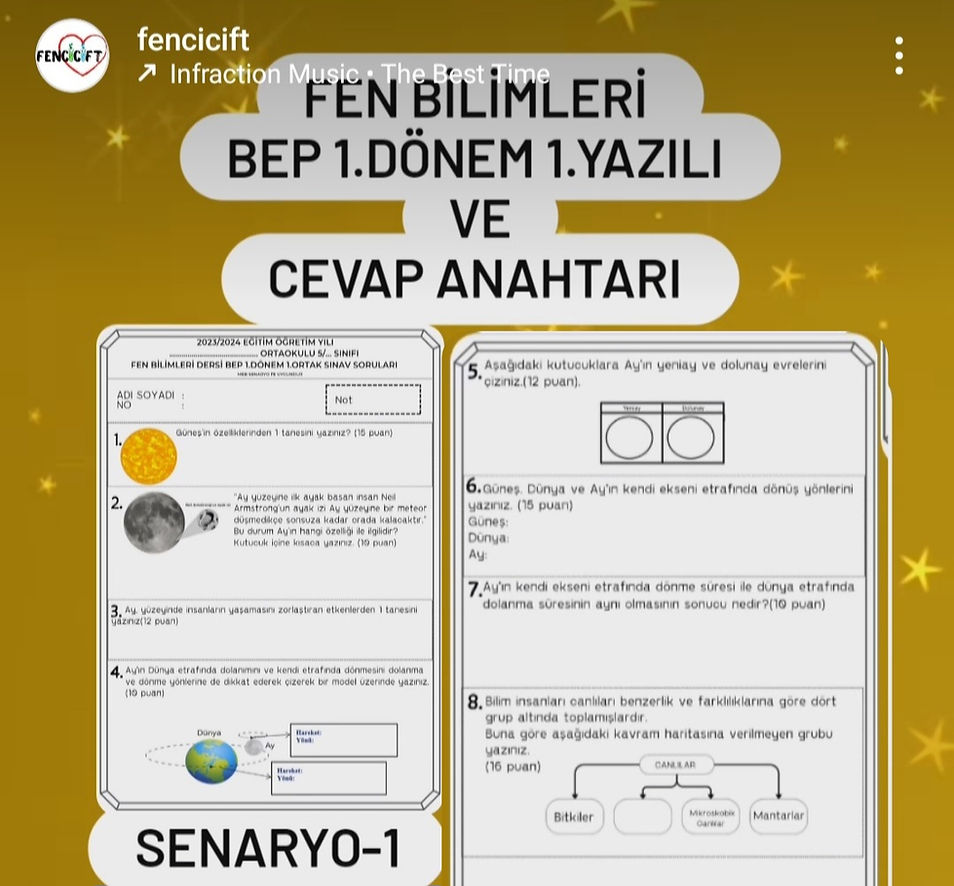 5.SINIF FEN BİLİMLERİ BEP 1.DÖNEM 1.YAZILI-5