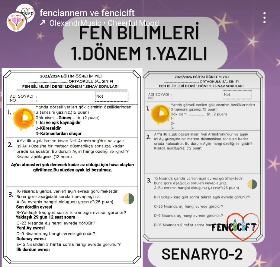 5.SINIF FEN BİLİMLERİ 1.DÖNEM 1.YAZILI-4