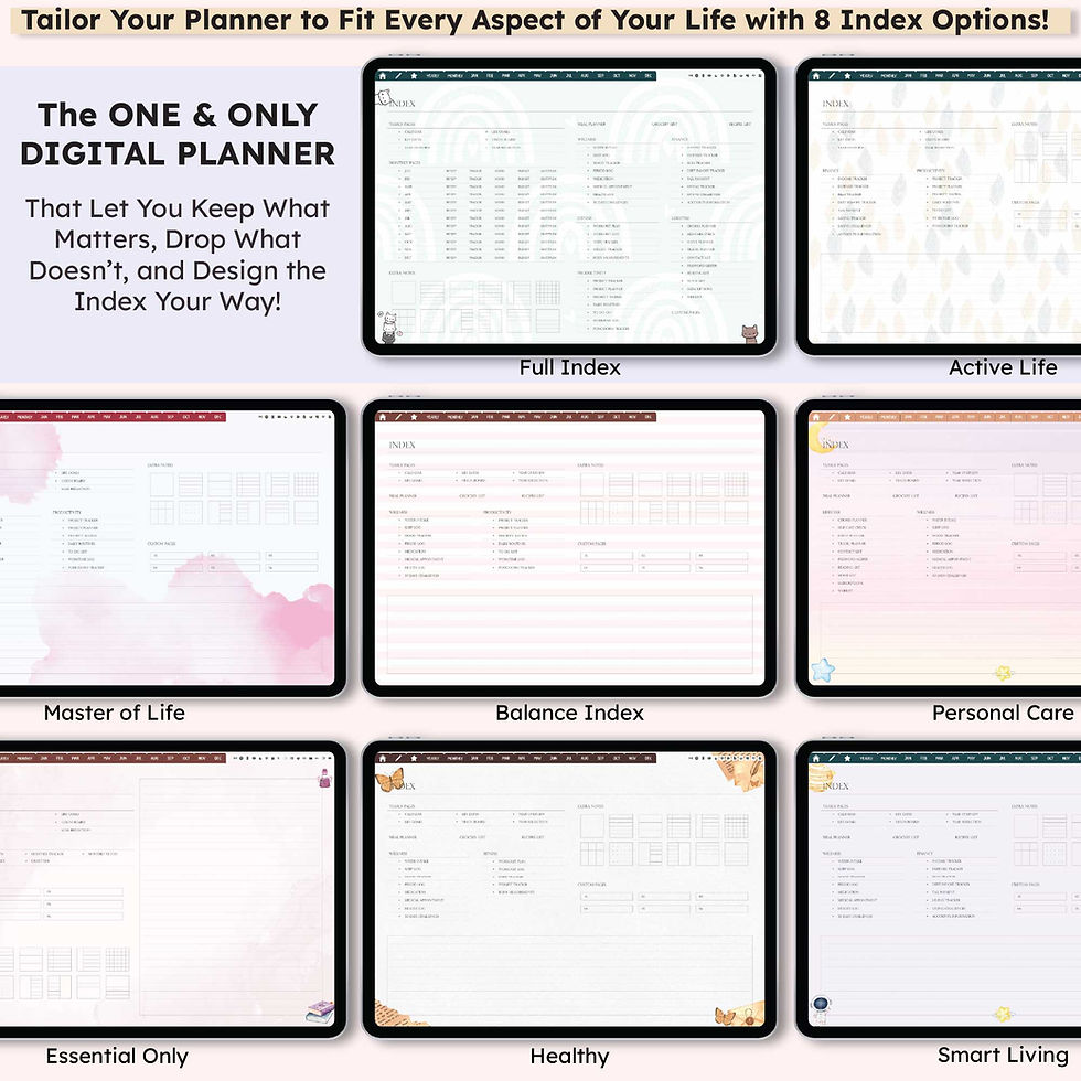 Thumbnail: Digital Planner 2024, 2025 | Customizable Undated Planner for iPad & Android | Pick: 8 Index, 15 Monthly, 15 Weekly, 15 Daily