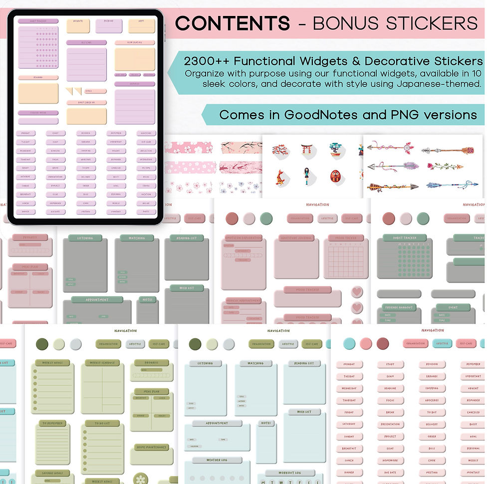 Thumbnail: Digital Notebook, Japan Notebook, Digital Planner, customize digital notebook, digital notebook, GoodNotes stickers