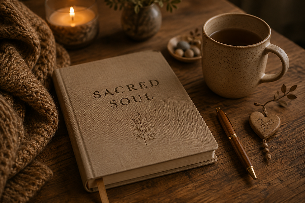Journal, pen, warm blanket and coffee set on a wood table.