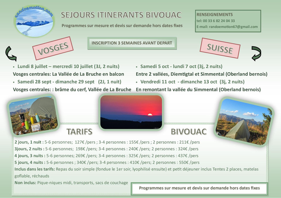 randonnée- bivouac - Vosges - Suisse