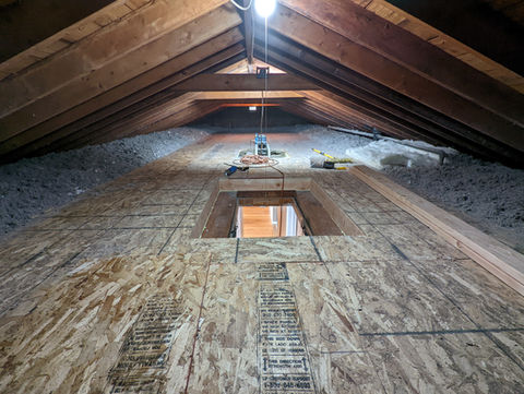 Cellulose floored attic