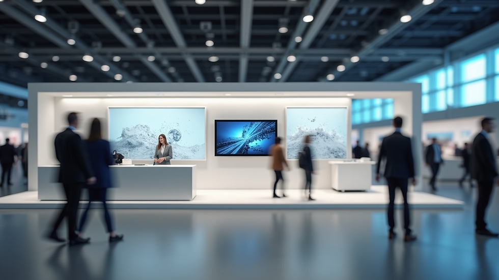 Close-up view of a well-designed exhibition booth with clear signage