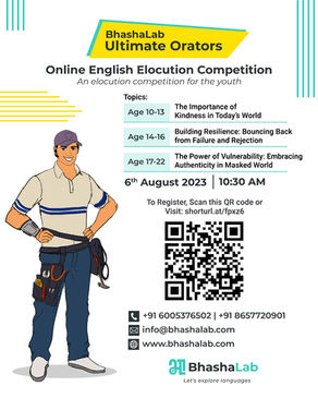 BhashaLab Ultimate Orators - Online English Elocution Competition - 6th Aug 2023