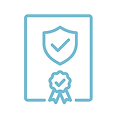 A minimalist icon representing credibility, featuring elements like a shield, checkmark, o