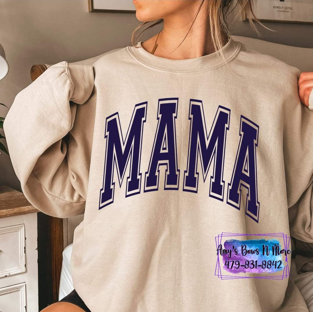 MAMA TEE (THIN LINE NAVY PRINT)