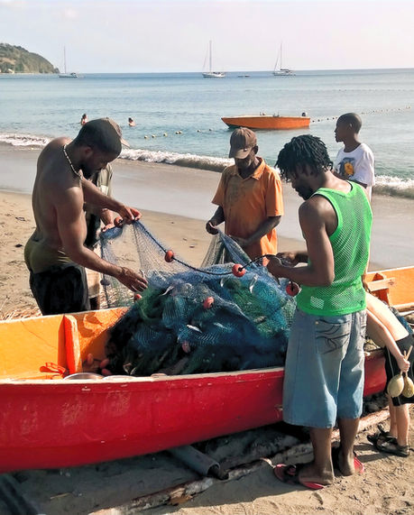 Local fisherman returning with fish