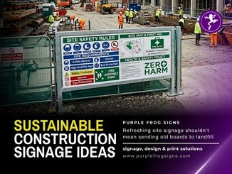 Mixed recycling signage and sustainable sign replacement for construction sites