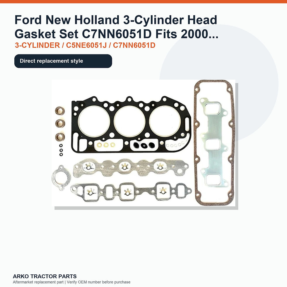 Thumbnail: Ford New Holland 3-Cylinder Head Gasket Set C7NN6051D Fits 2000 3000 4000
