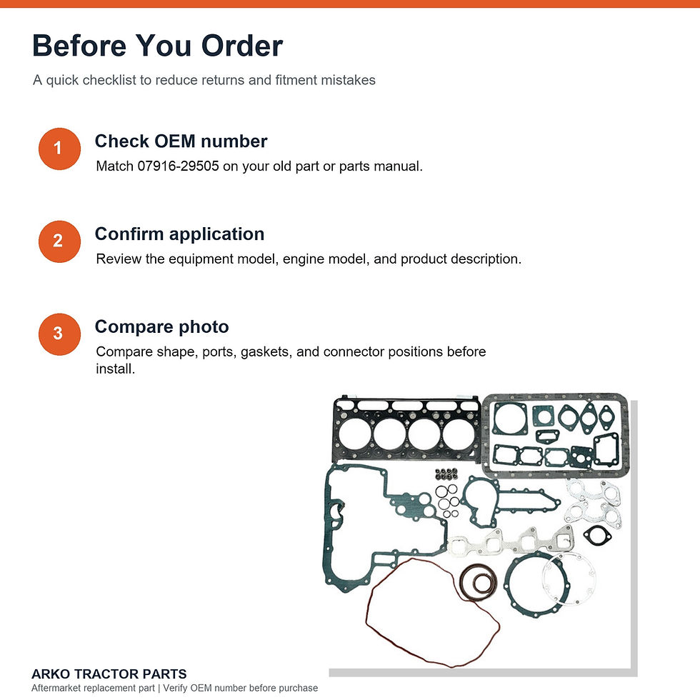 Thumbnail: Kubota V2203 Gasket Kit 07916-29505 – Full Engine Gasket Set