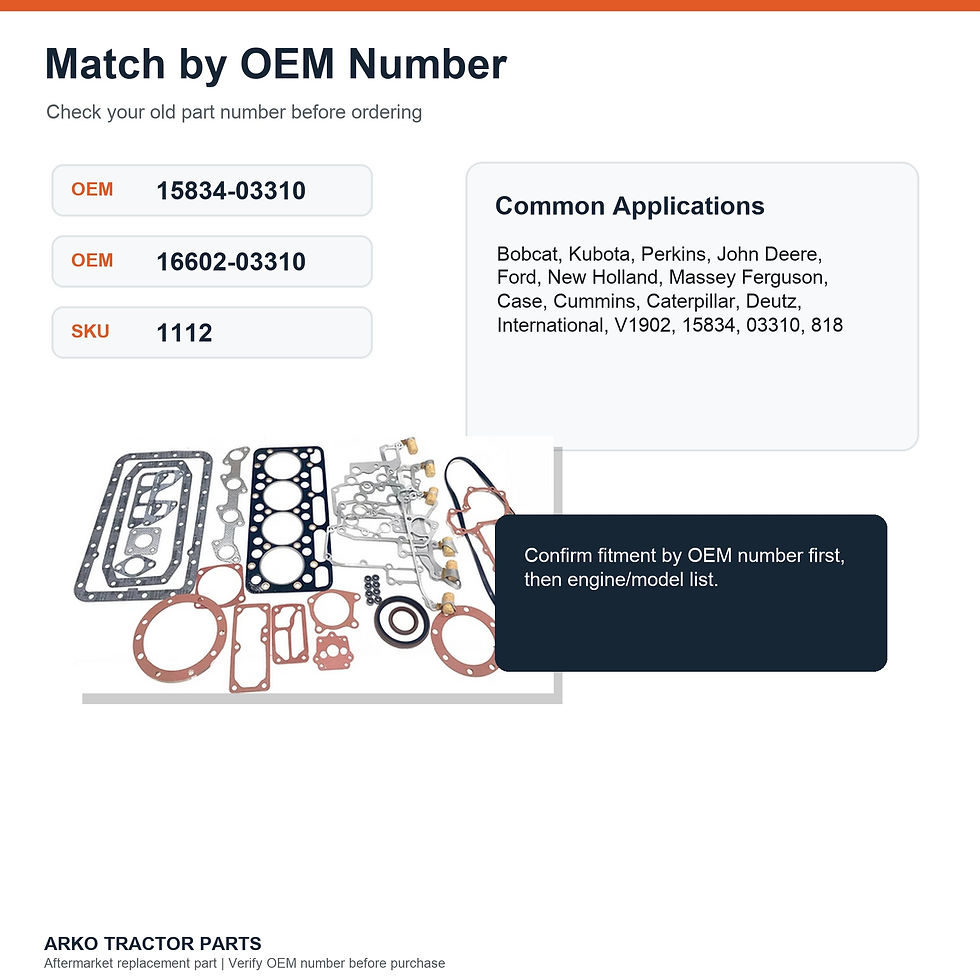 Thumbnail: Kubota V1902 Full Gasket Set 15834-03310