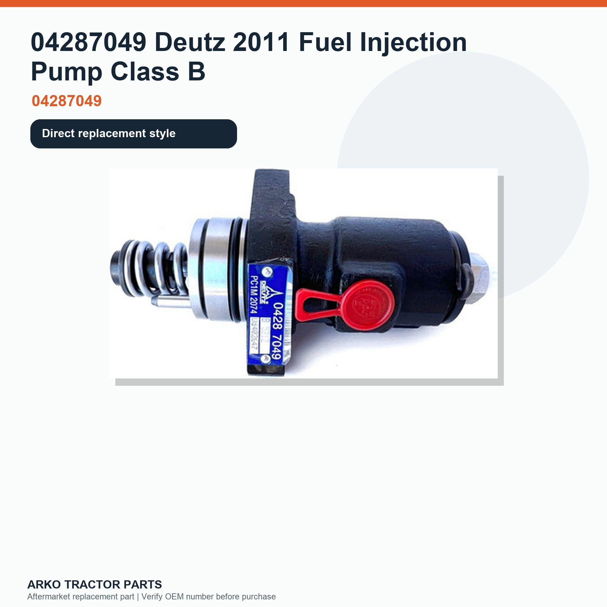 04287049 Deutz 2011 Fuel Injection Pump Class B