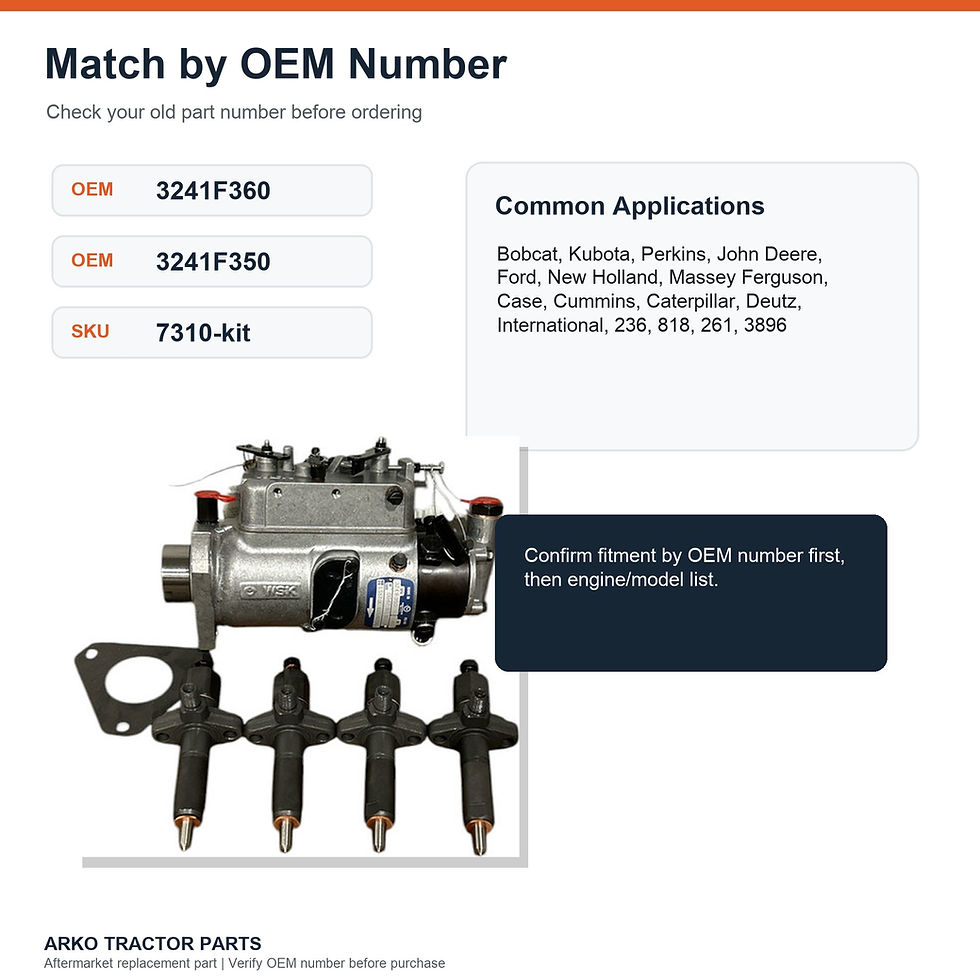 Thumbnail: Delphi Lucas Cav DPA Injection Pump & Injectors Massey 3241F350 Perkins 4.236