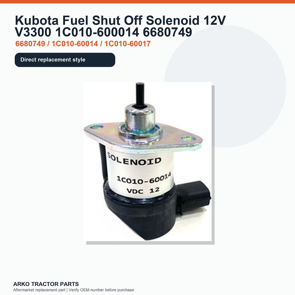 Thumbnail: Kubota Fuel Shut Off Solenoid 12V V3300 1C010-600014 6680749